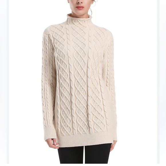 Jeanna Pierre 100% Cotton Fisherman Style Tunic Sweater - Picture 1 of 5